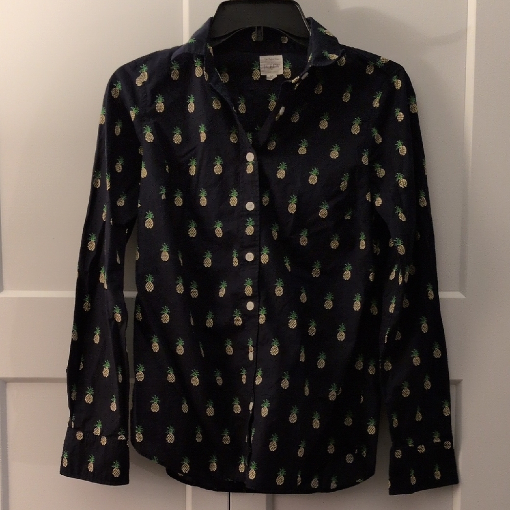 J. Crew Navy Pineapple Print Shirt
